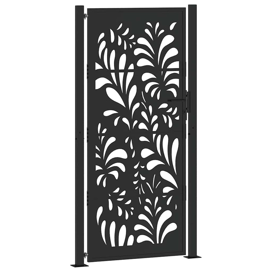 Poort met golfontwerp 105x205 cm staal zwart