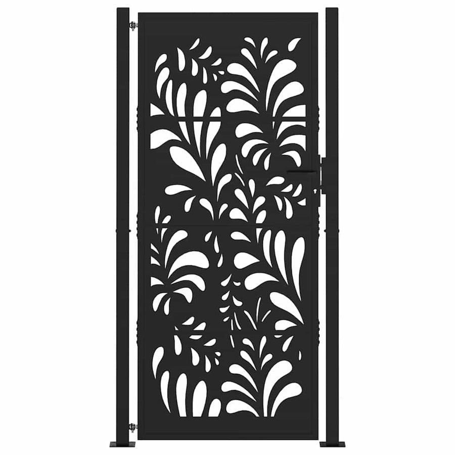 Poort met golfontwerp 105x205 cm staal zwart