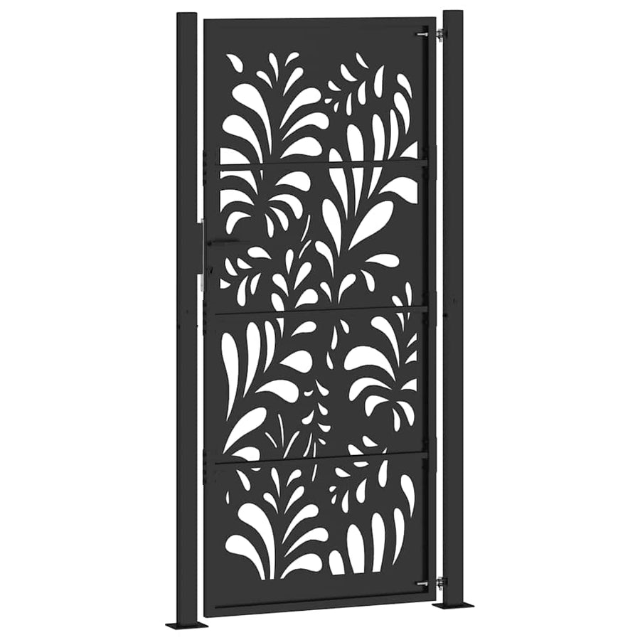 Poort met golfontwerp 105x205 cm staal zwart