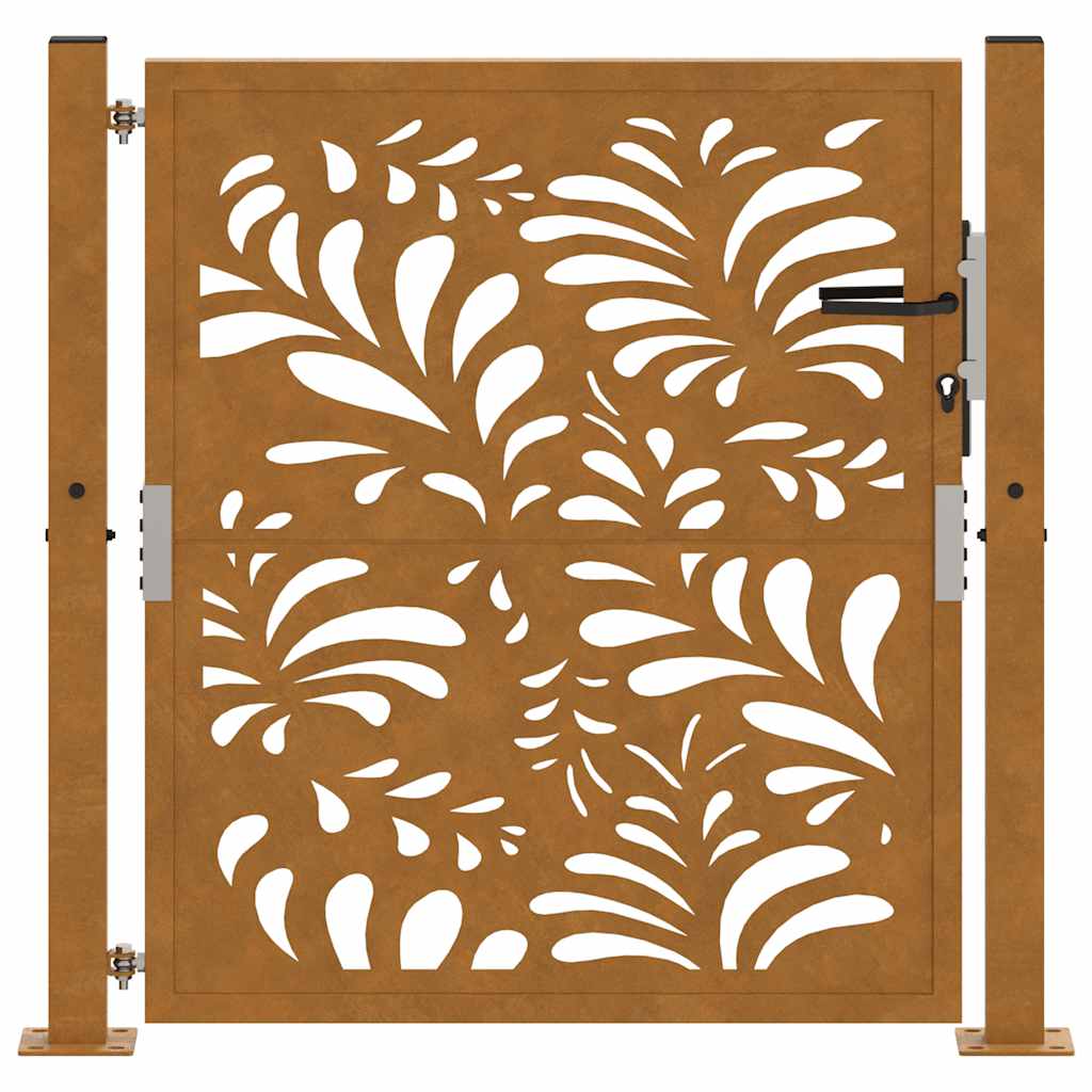 Poort Met Golfontwerp Weervast Staal 105 x 105 cm Cortenstaal/Bruin