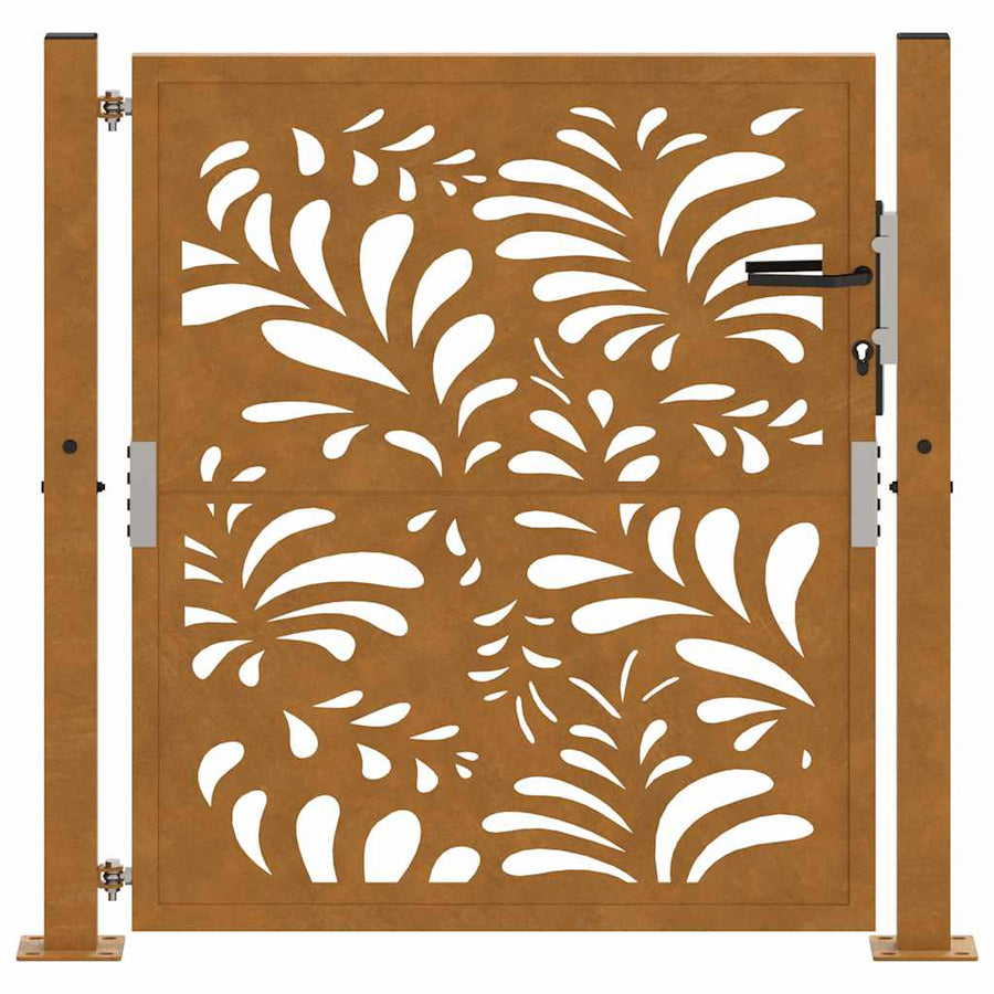 Poort Met Golfontwerp Weervast Staal 105 x 105 cm Cortenstaal/Bruin