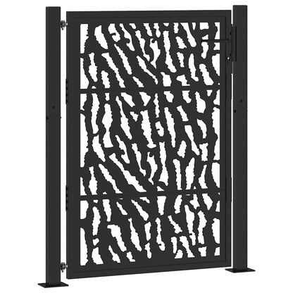 Poort Met Sporenontwerp Staal Zwart 100 x 125 cm