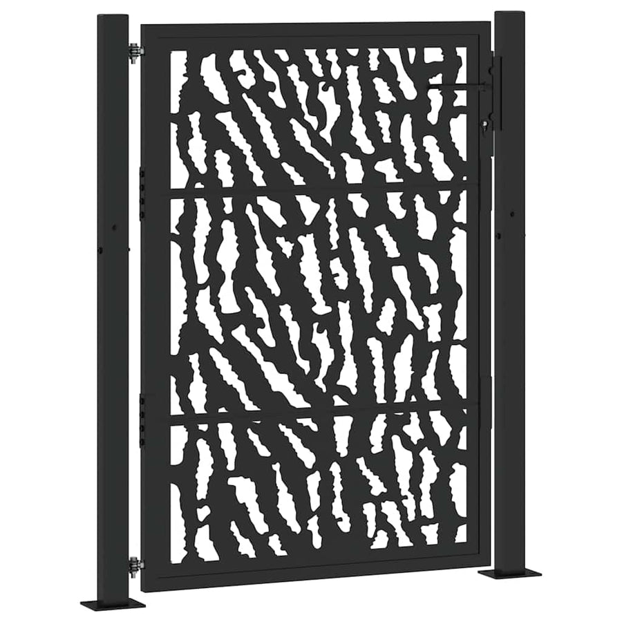 Poort Met Sporenontwerp Staal Zwart 100 x 125 cm