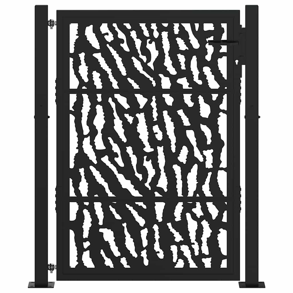 Poort Met Sporenontwerp Staal Zwart 100 x 125 cm