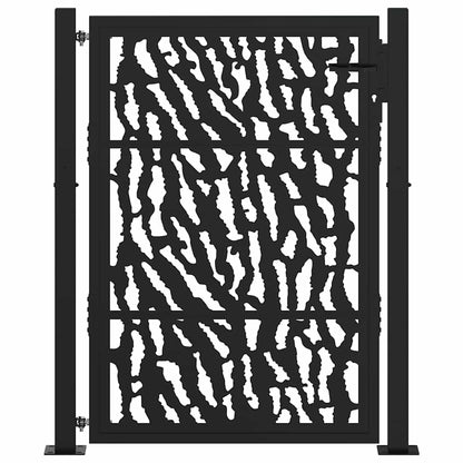 Poort Met Sporenontwerp Staal Zwart 100 x 125 cm