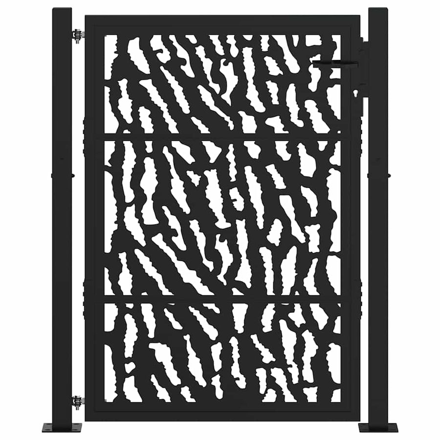 Poort Met Sporenontwerp Staal Zwart 100 x 125 cm