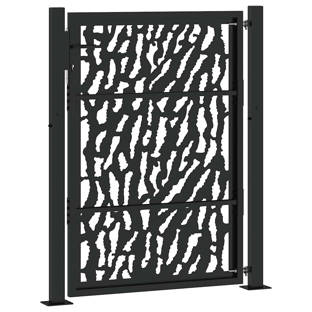 Poort Met Sporenontwerp Staal Zwart 100 x 125 cm