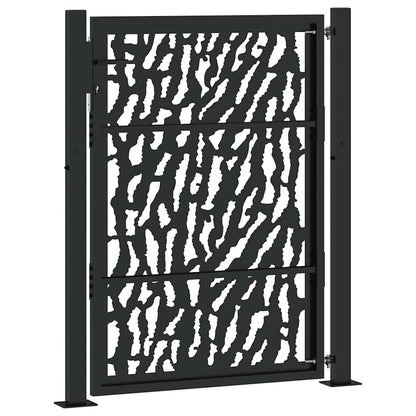Poort Met Sporenontwerp Staal Zwart 100 x 125 cm