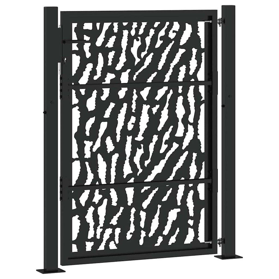 Poort Met Sporenontwerp Staal Zwart 100 x 125 cm