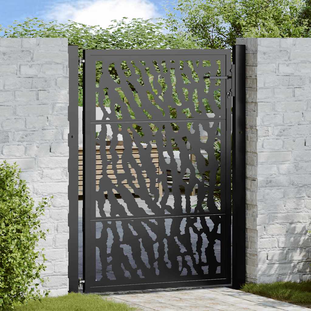 Poort Met Sporenontwerp Staal Zwart 100 x 125 cm