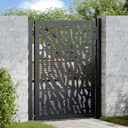 Poort Met Sporenontwerp Staal Zwart 100 x 125 cm