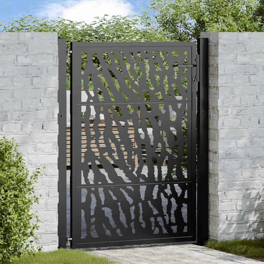 Poort Met Sporenontwerp Staal Zwart 100 x 125 cm