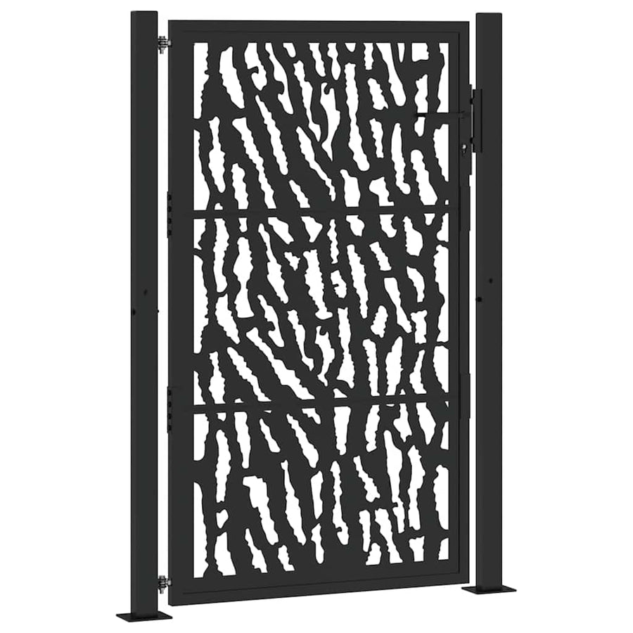 Poort met sporenontwerp 105x155 cm staal zwart