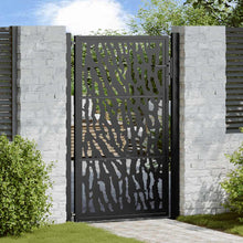 Poort met sporenontwerp 105x155 cm staal zwart