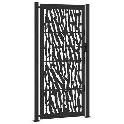 Poort met sporenontwerp 105x205 cm staal zwart