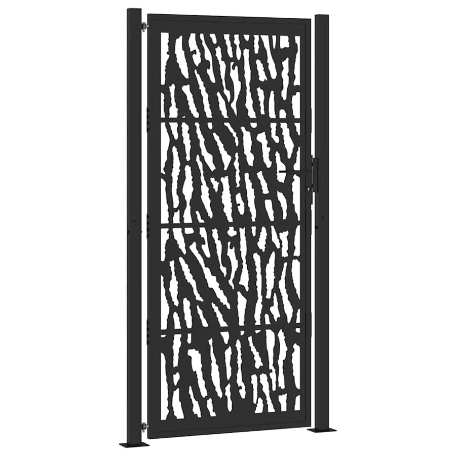 Poort met sporenontwerp 105x205 cm staal zwart