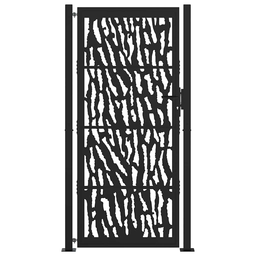 Poort met sporenontwerp 105x205 cm staal zwart