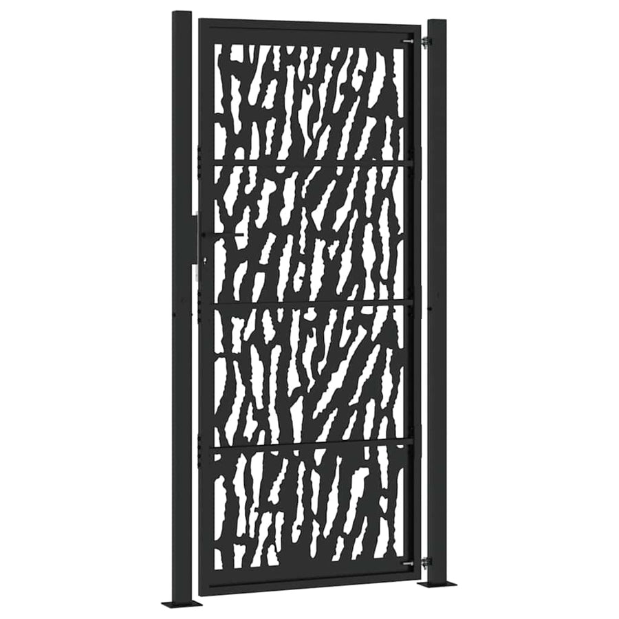 Poort met sporenontwerp 105x205 cm staal zwart