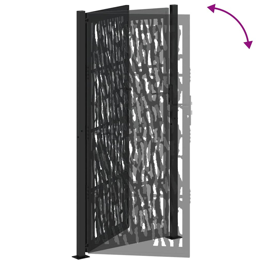 Poort met sporenontwerp 105x205 cm staal zwart