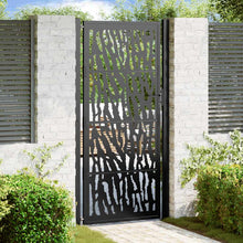 Poort met sporenontwerp 105x205 cm staal zwart