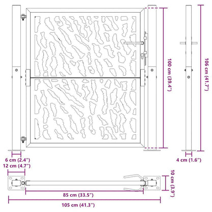 Poort met sporenontwerp 105x105 cm weervast staal