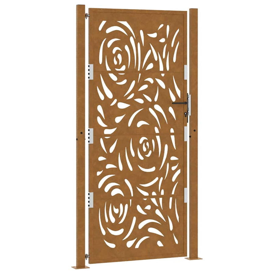 Poort met vlamontwerp 105x205 cm weervast staal