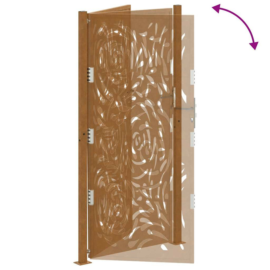 Poort met vlamontwerp 105x205 cm weervast staal