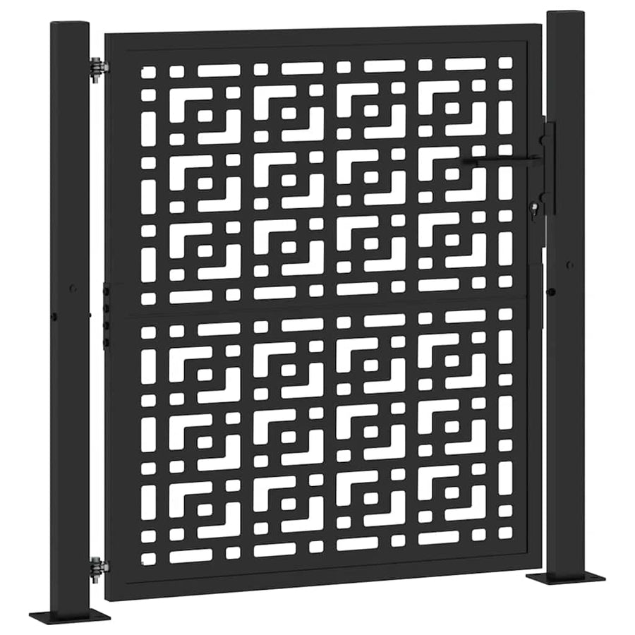 Poort met kruisontwerp 105x105 cm staal zwart