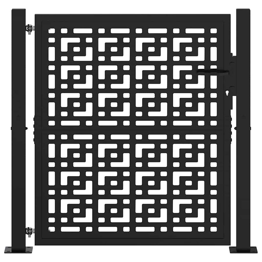 Poort met kruisontwerp 105x105 cm staal zwart
