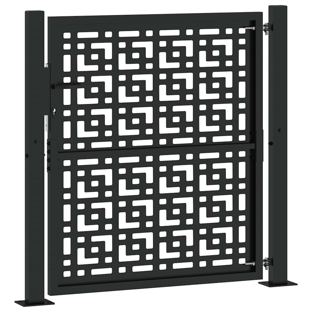 Poort met kruisontwerp 105x105 cm staal zwart
