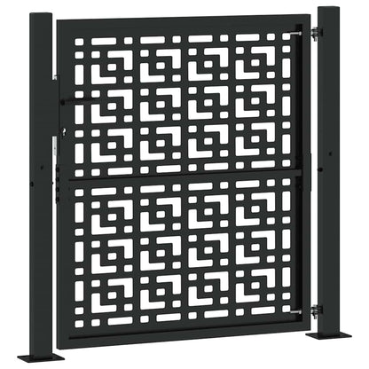 Poort met kruisontwerp 105x105 cm staal zwart