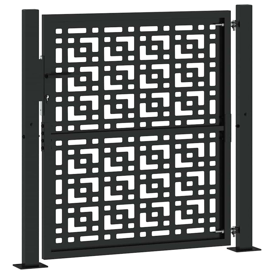 Poort met kruisontwerp 105x105 cm staal zwart