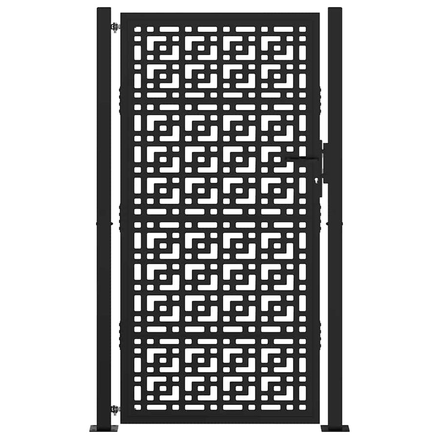 Poort met kruisontwerp 105x180 cm staal zwart