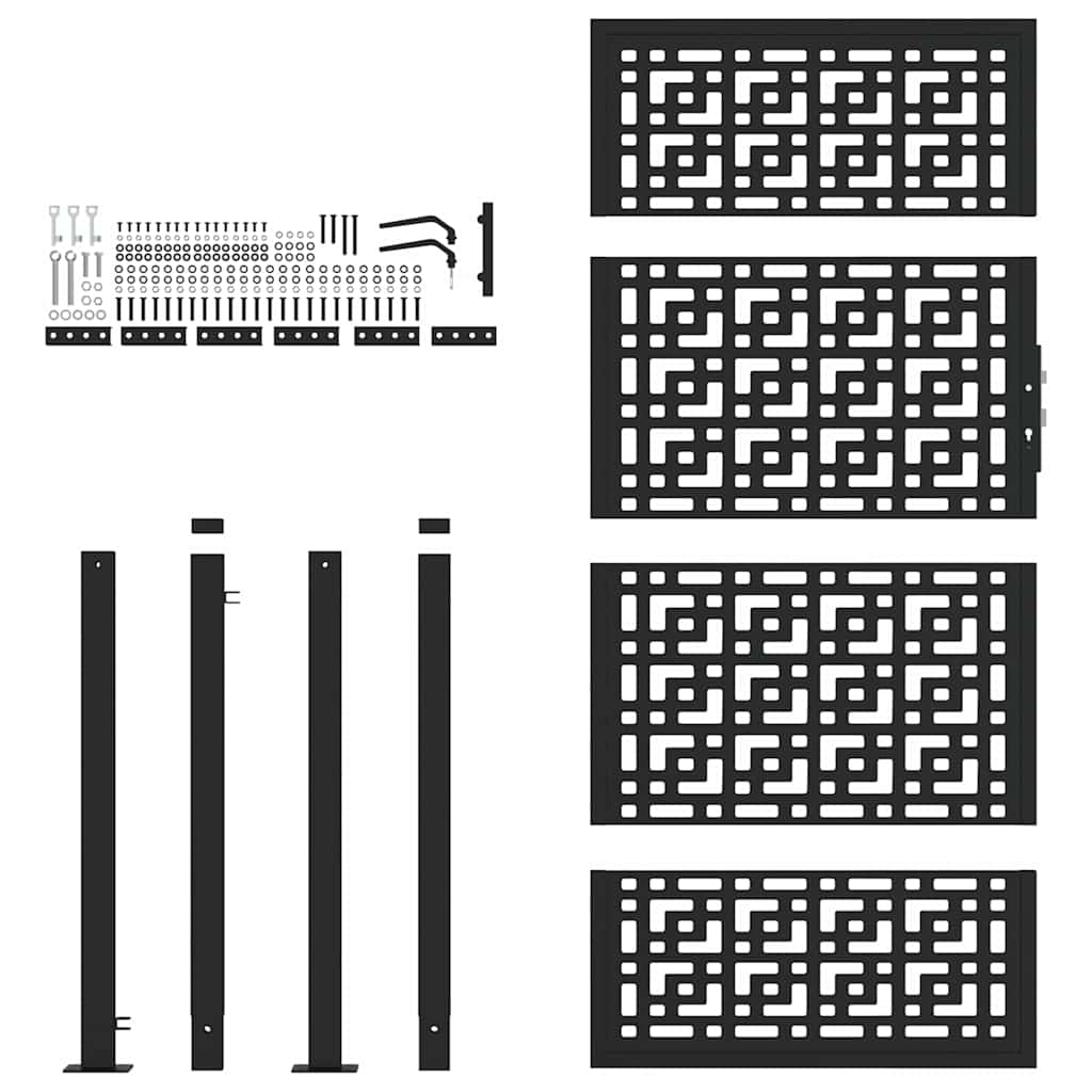 Poort met kruisontwerp 105x180 cm staal zwart