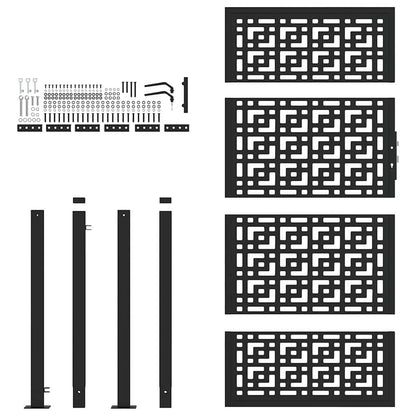 Poort met kruisontwerp 105x180 cm staal zwart