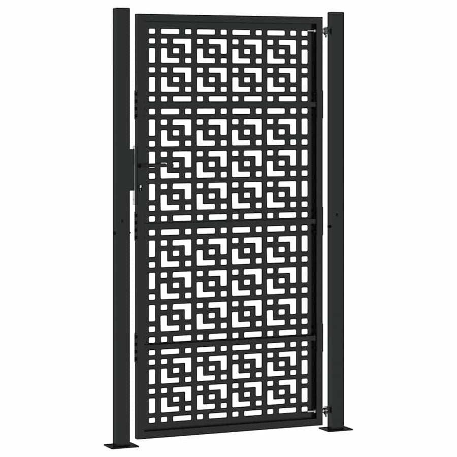Poort met kruisontwerp 105x180 cm staal zwart