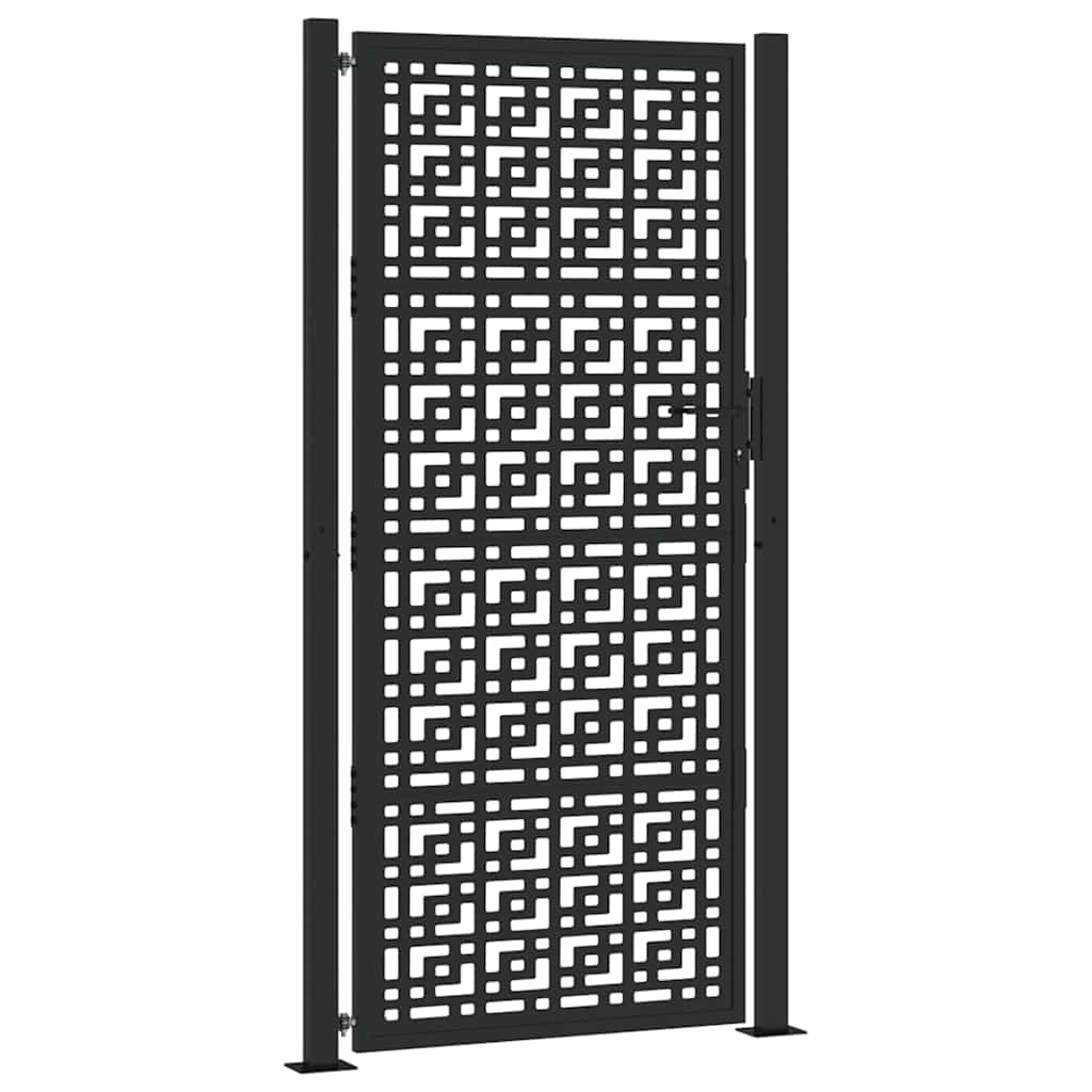 Poort met kruisontwerp 105x205 cm staal zwart