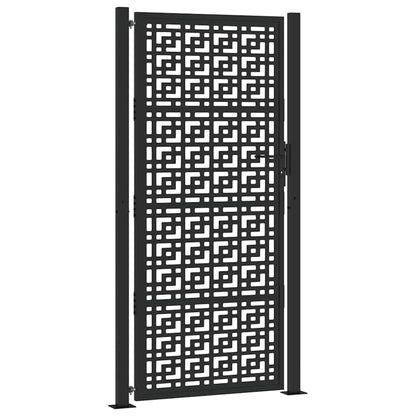 Poort met kruisontwerp 105x205 cm staal zwart