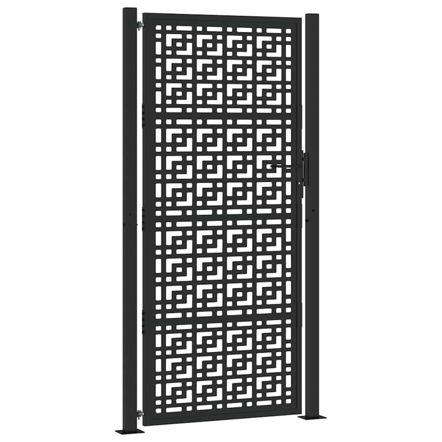 Poort met kruisontwerp 105x205 cm staal zwart