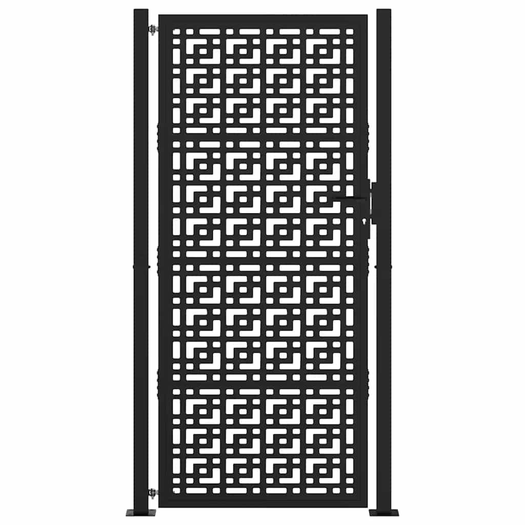 Poort met kruisontwerp 105x205 cm staal zwart