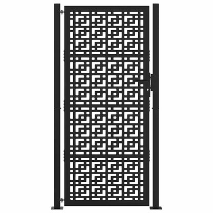 Poort met kruisontwerp 105x205 cm staal zwart