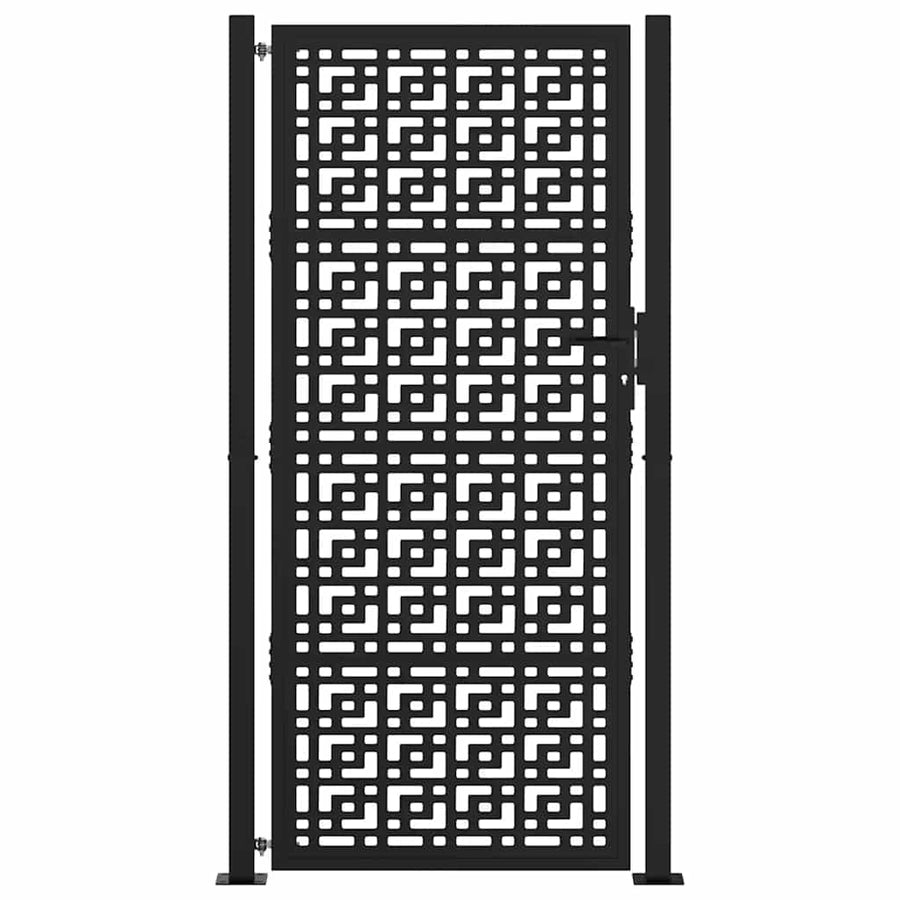 Poort met kruisontwerp 105x205 cm staal zwart
