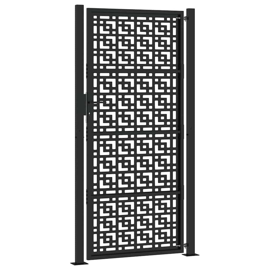 Poort met kruisontwerp 105x205 cm staal zwart