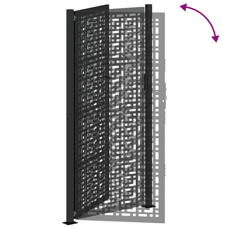 Poort met kruisontwerp 105x205 cm staal zwart