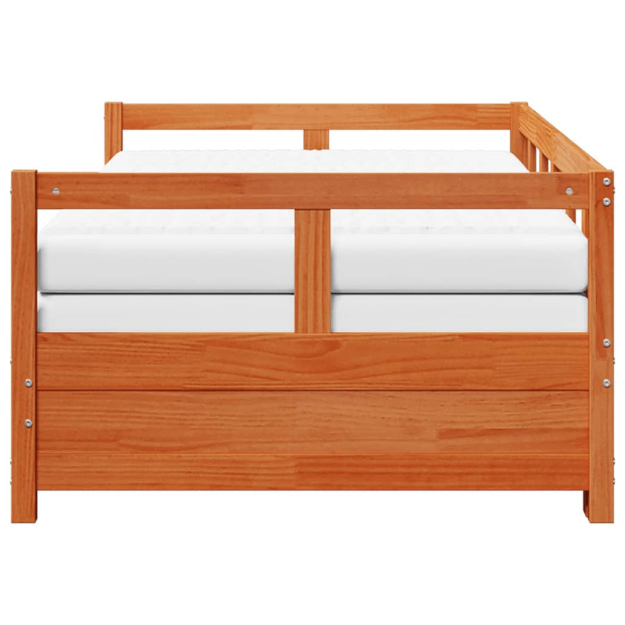 Slaapbank onderschuifbed matras 80x200 cm grenenhout wasbruin
