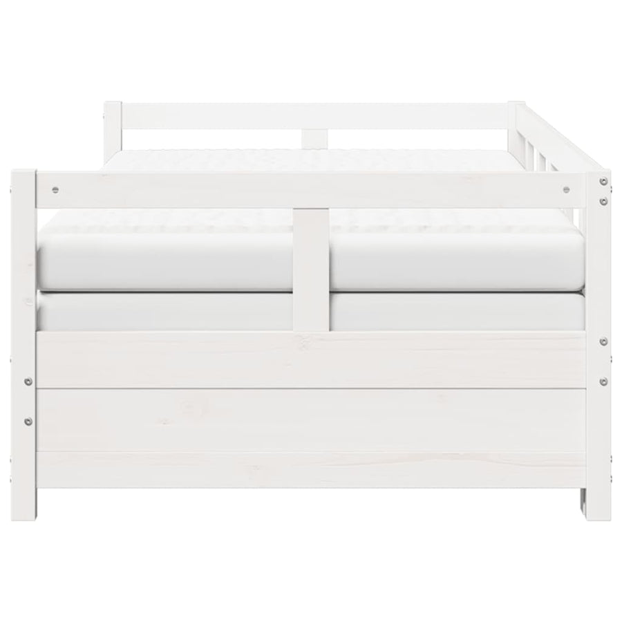 Slaapbank met onderschuifbed en matras 90x200 cm grenenhout wit