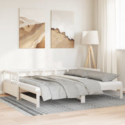 Slaapbank met onderschuifbed 90x200 cm grenenhout wit