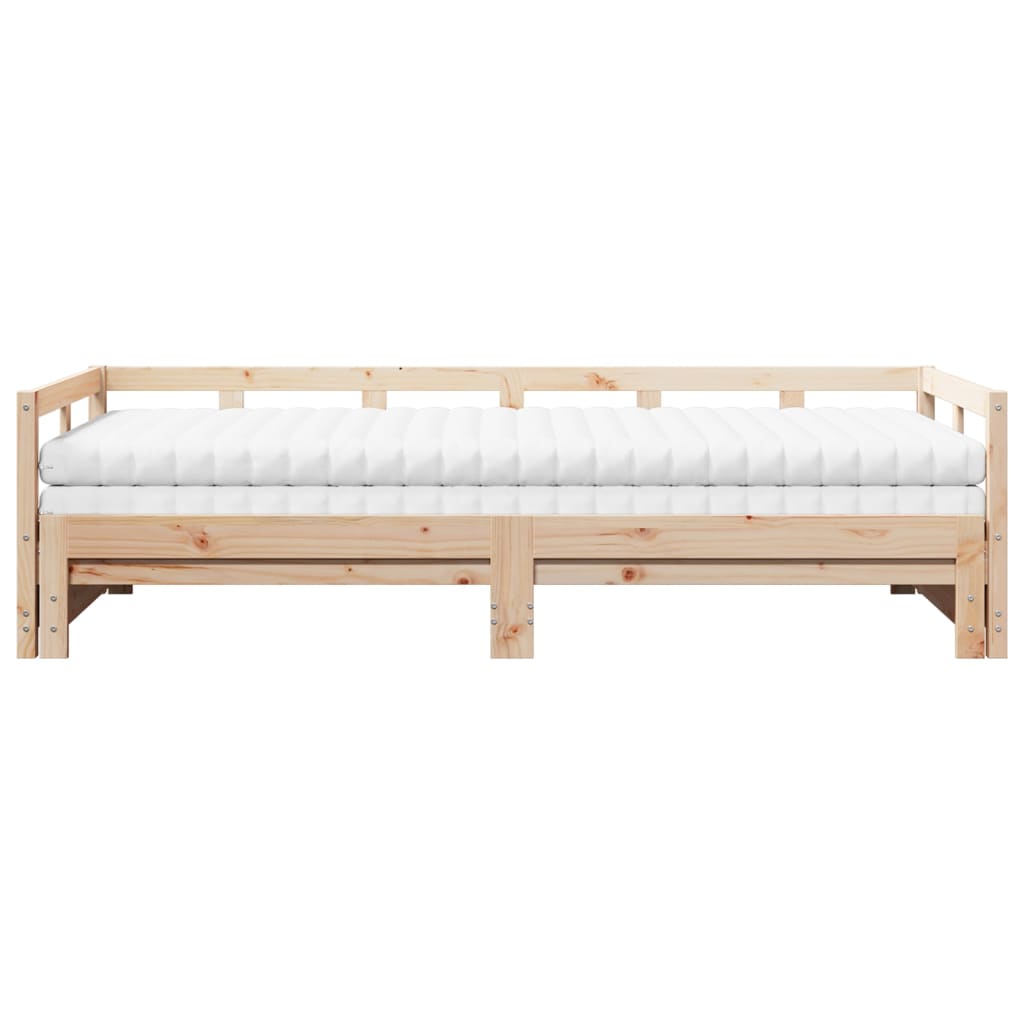 Slaapbank met onderschuifbed en matras 90x190 cm grenenhout
