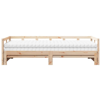 Slaapbank met onderschuifbed en matras 90x190 cm grenenhout