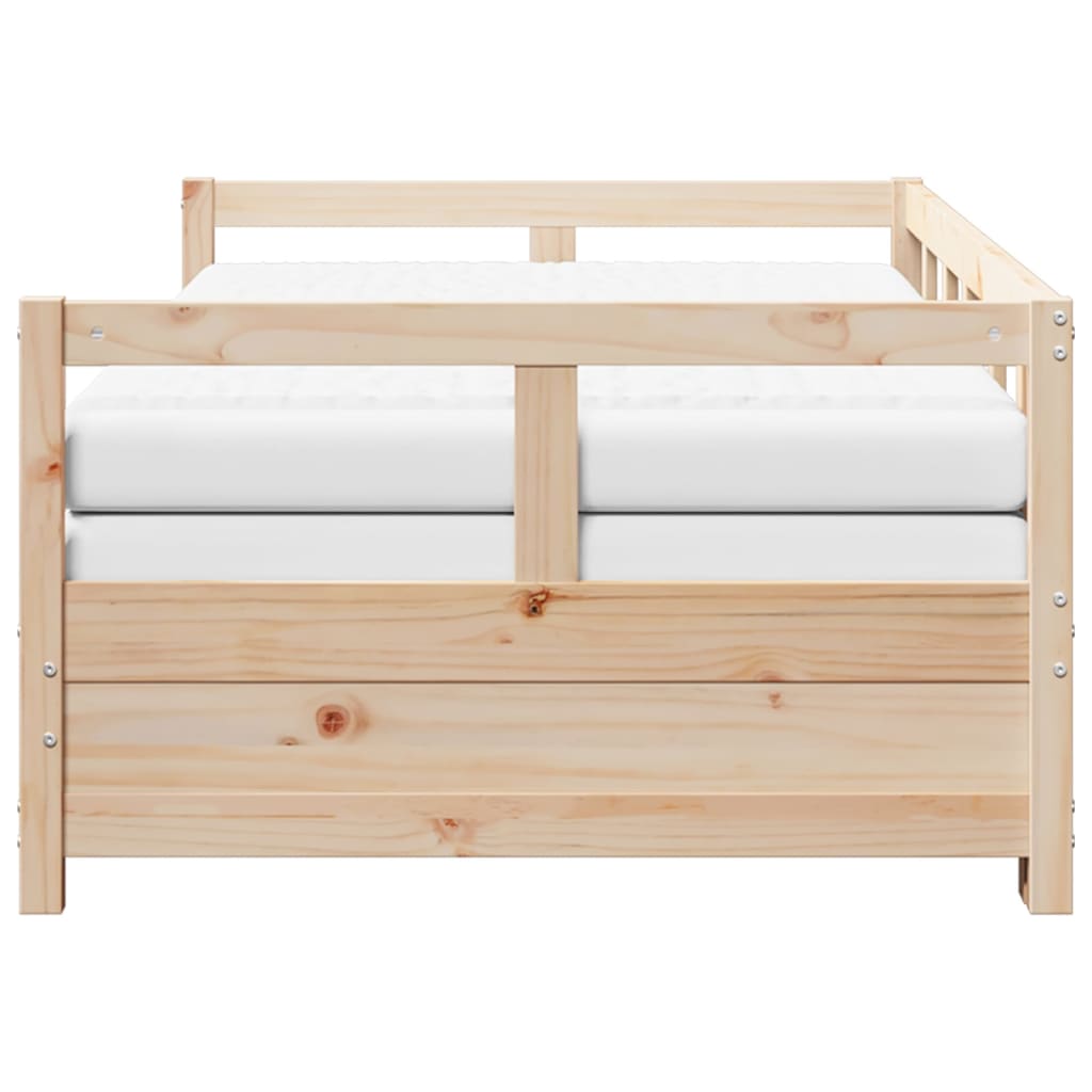 Slaapbank met onderschuifbed en matras 90x190 cm grenenhout